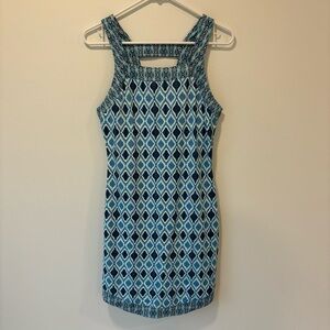 Title Nine Blue Diamalete Ladder Back Athletic Mini Dress Geometric Athleisure